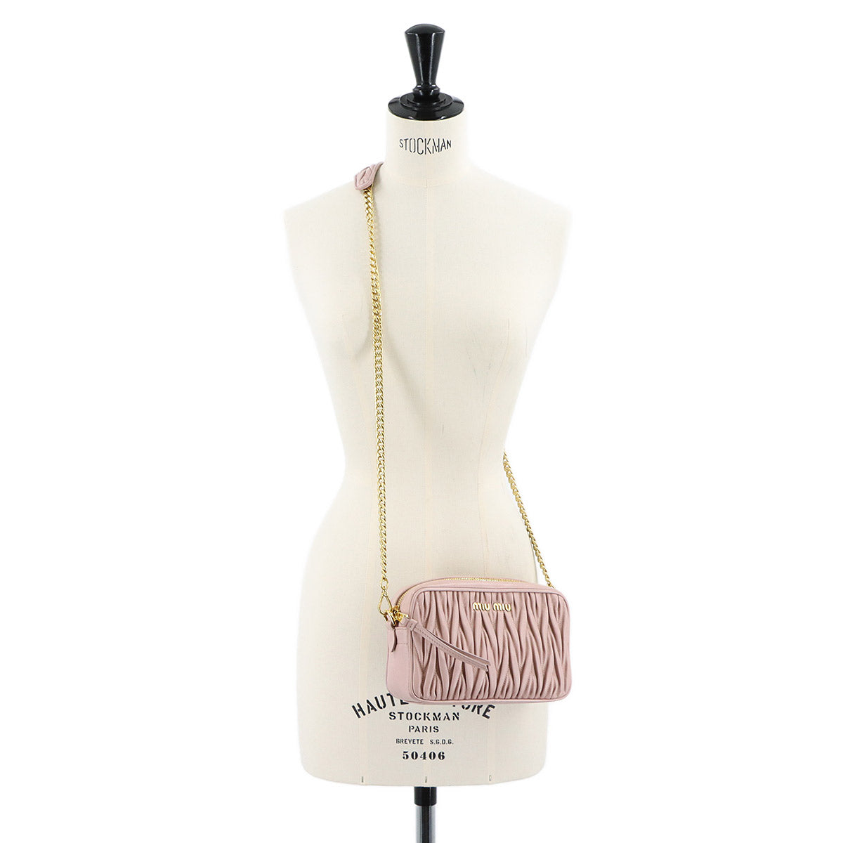 Matelasse Chain Shoulder Bag Leather Pink Purse