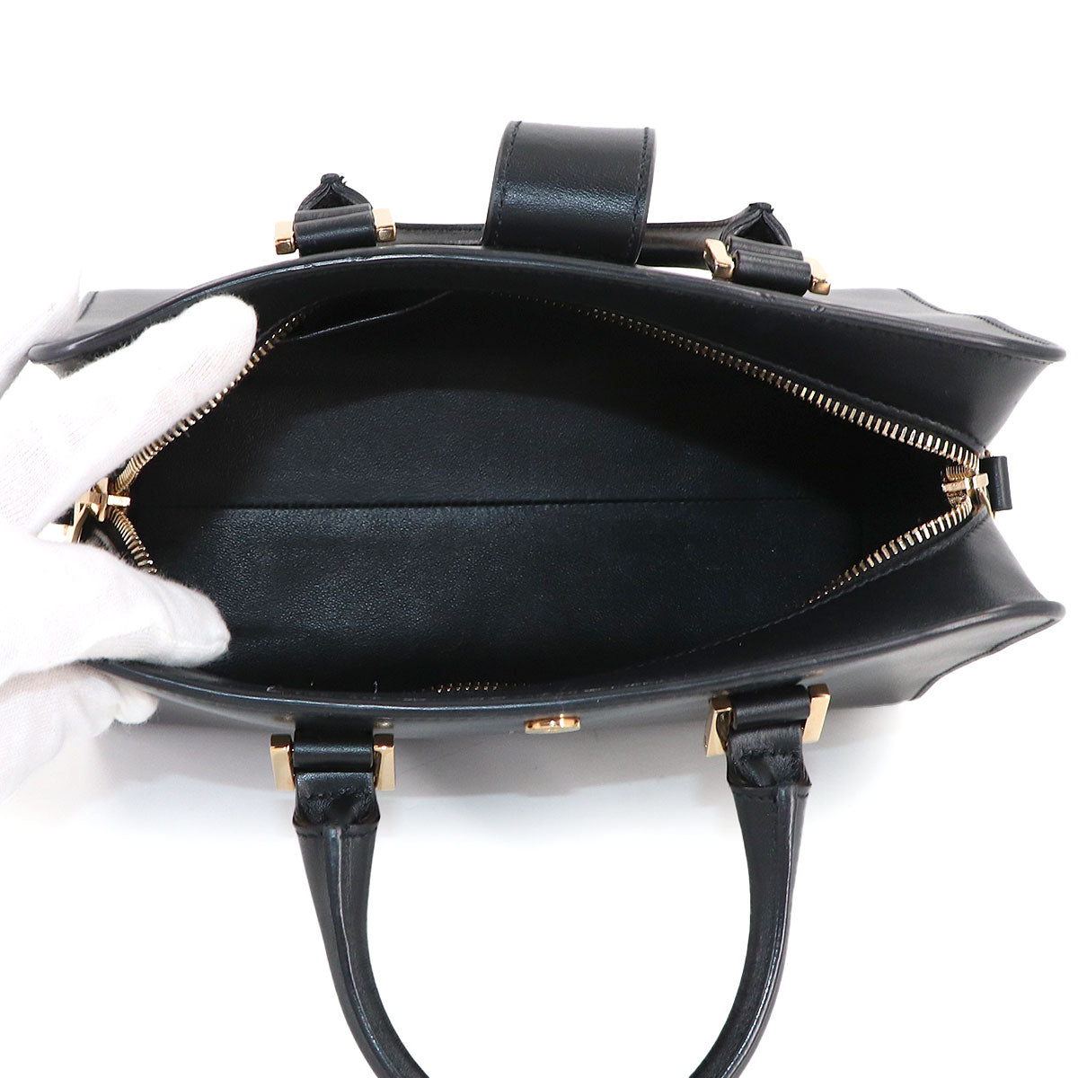 Baby Cabas Hand Shoulder Bag Leather Black 568853