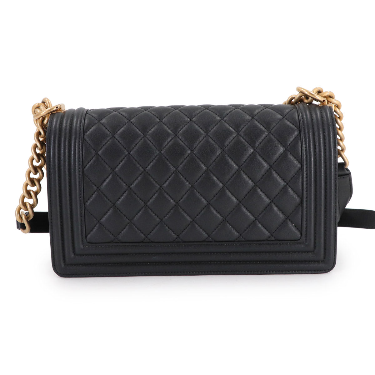 BOY CHANEL Chain Shoulder Bag Leather Black A67086 Purse