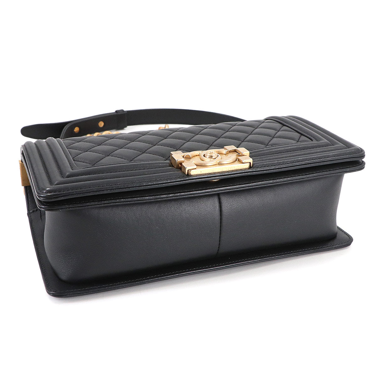 BOY CHANEL Chain Shoulder Bag Leather Black A67086 Purse