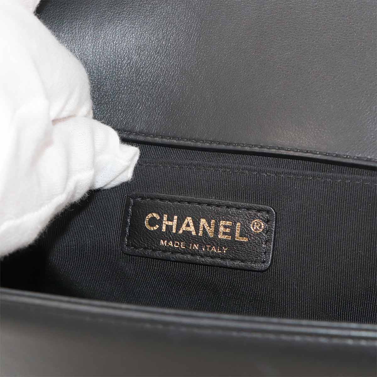 BOY CHANEL Chain Shoulder Bag Leather Black A67086 Purse