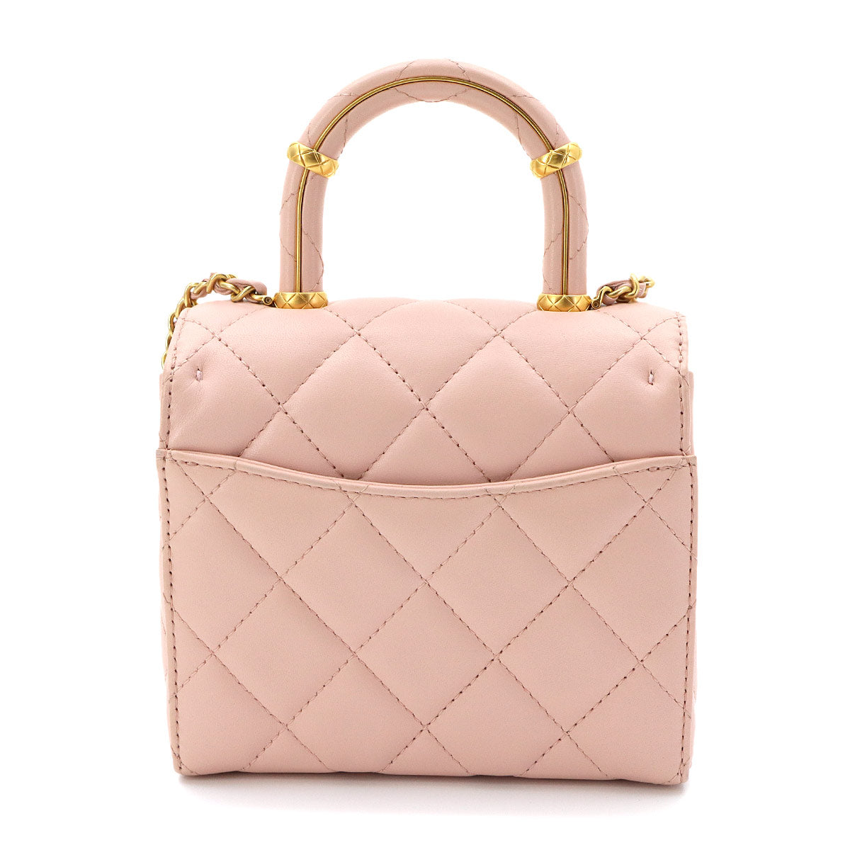Matelasse Hand Chain Shoulder Bag Leather Pink Purse