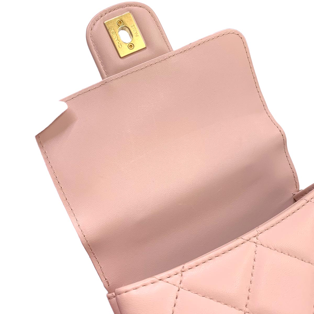 Matelasse Hand Chain Shoulder Bag Leather Pink Purse