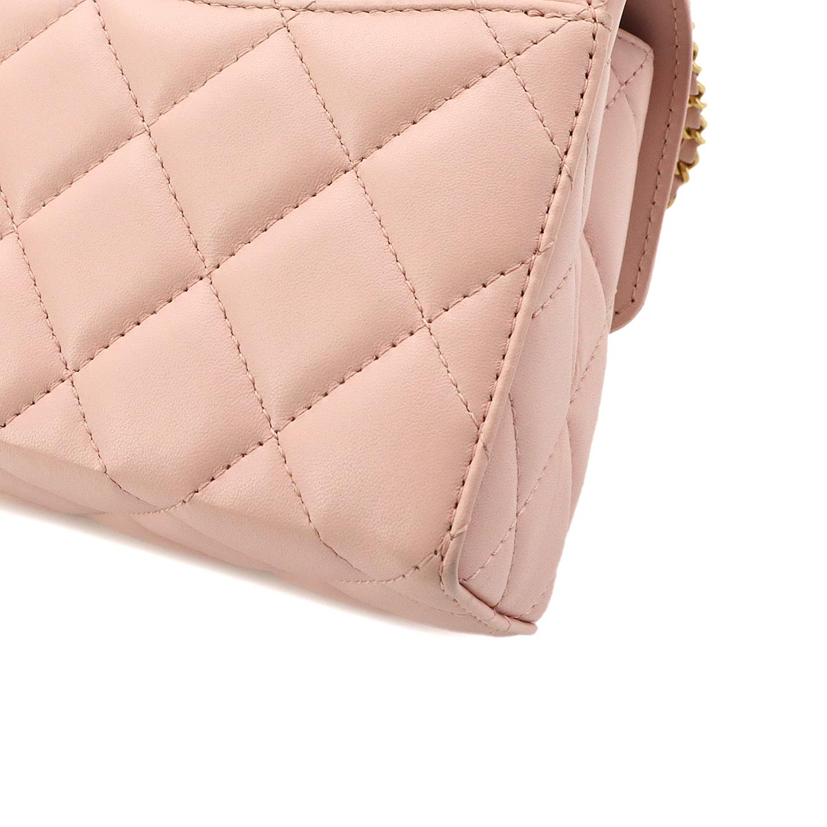 Matelasse Hand Chain Shoulder Bag Leather Pink Purse