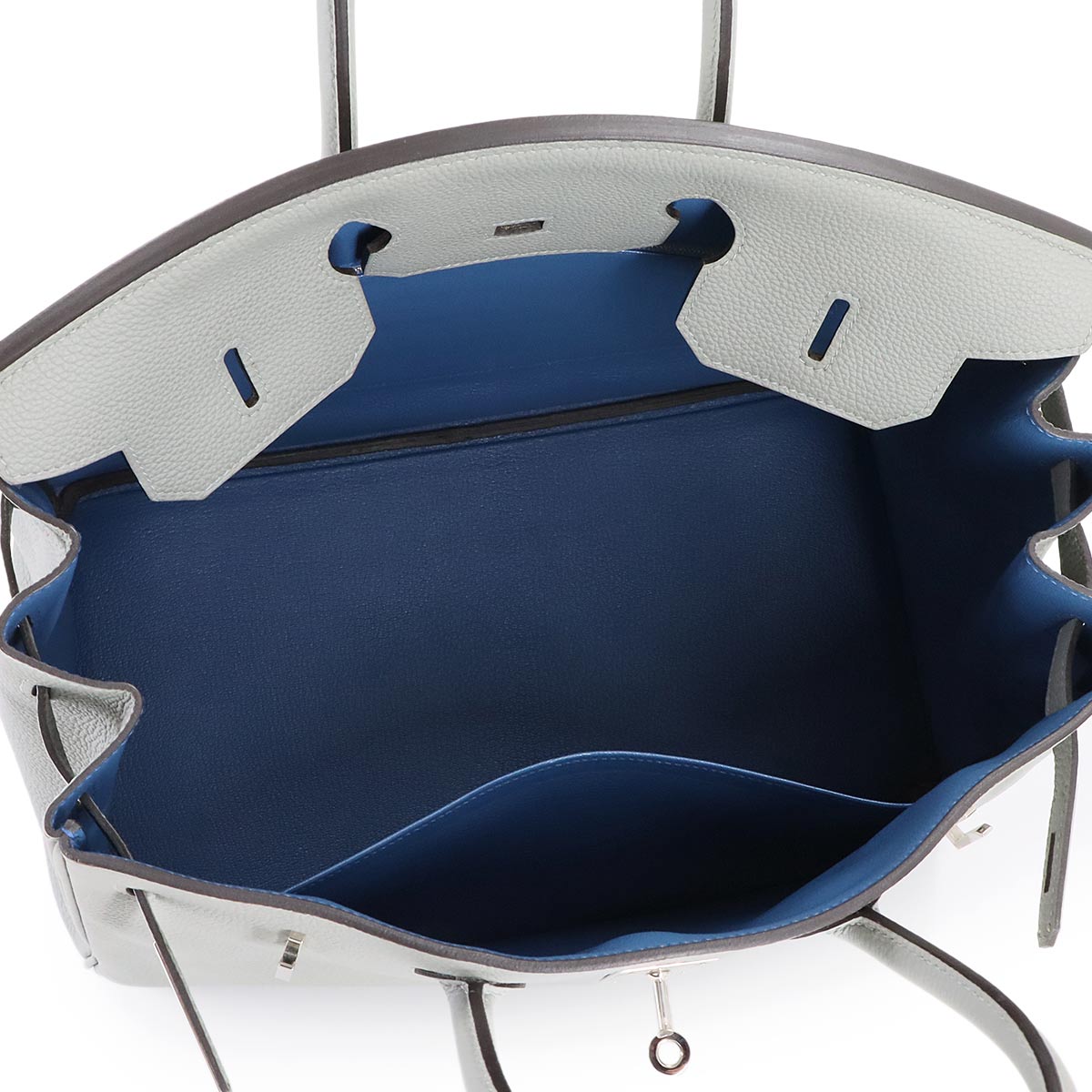 Birkin 35 Verso Hand Bag Togo Gris Mouette Bleu Agate