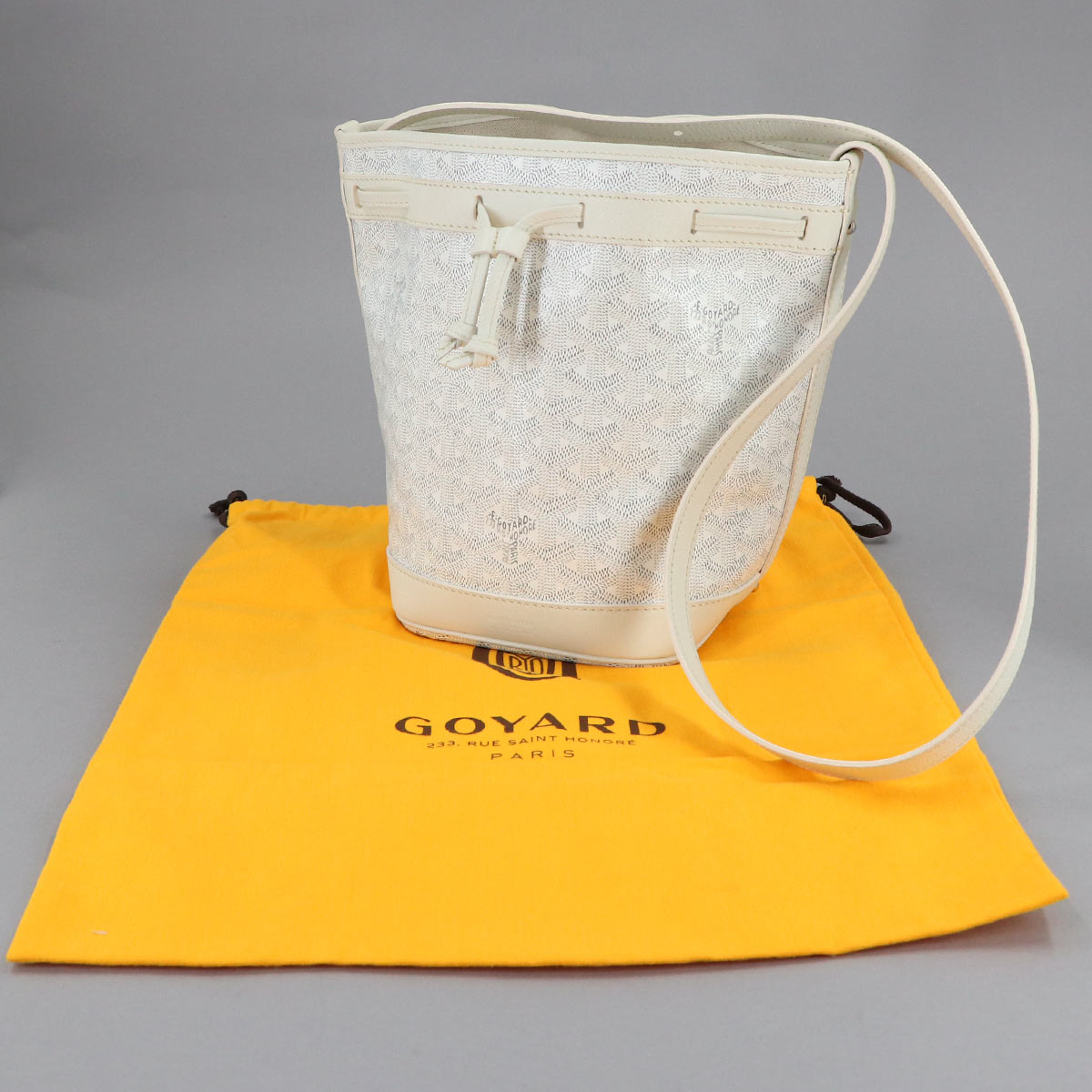 Petit Flot PM Bucket Shoulder Bag PVC Leather White Purse