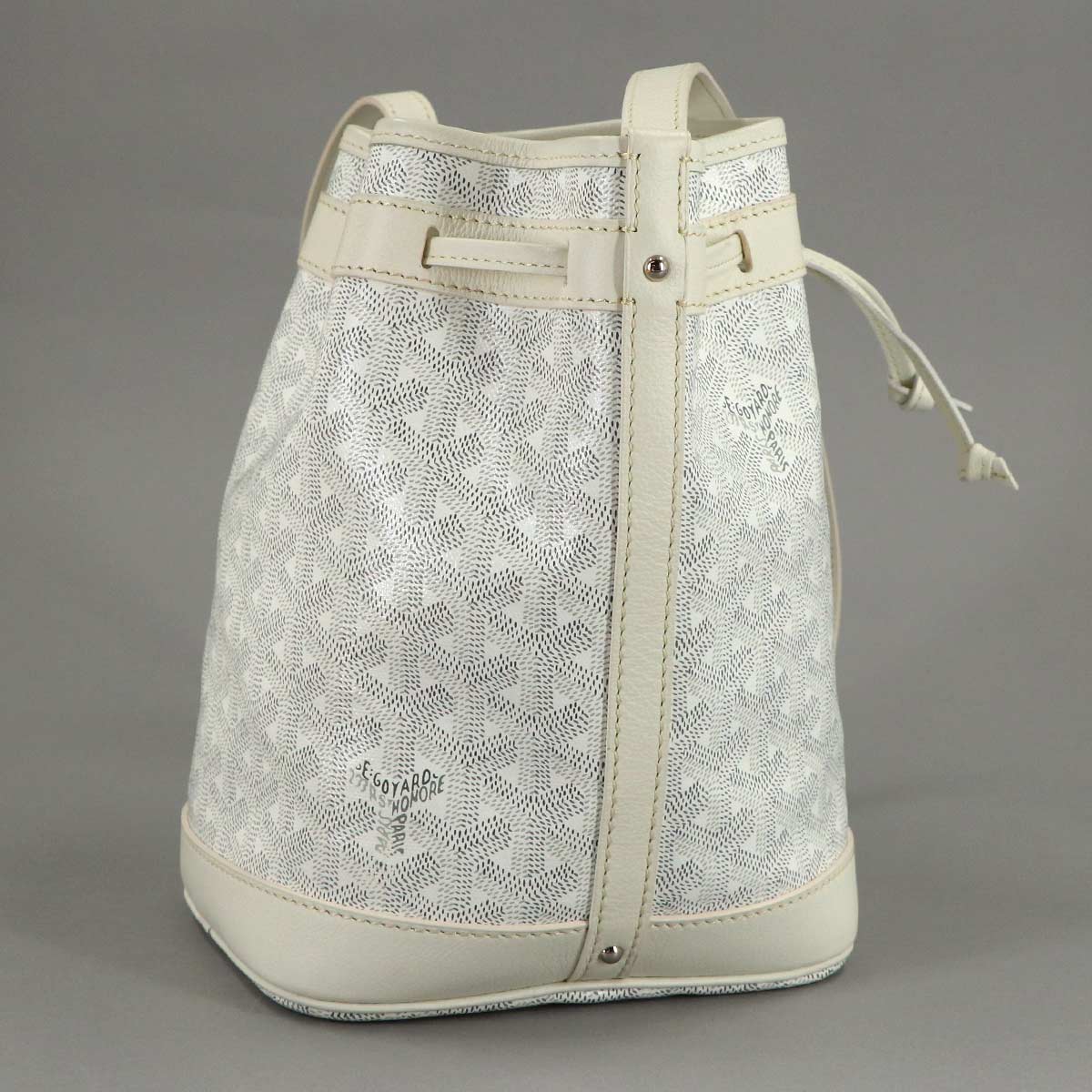 Petit Flot PM Bucket Shoulder Bag PVC Leather White Purse