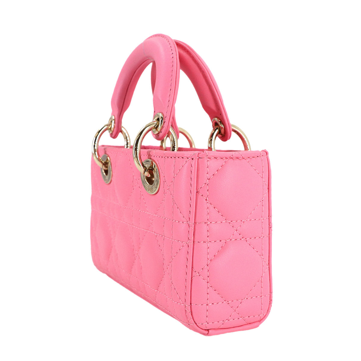 Lady D-Joy Micro Hand Shoulder Bag Leather Pink