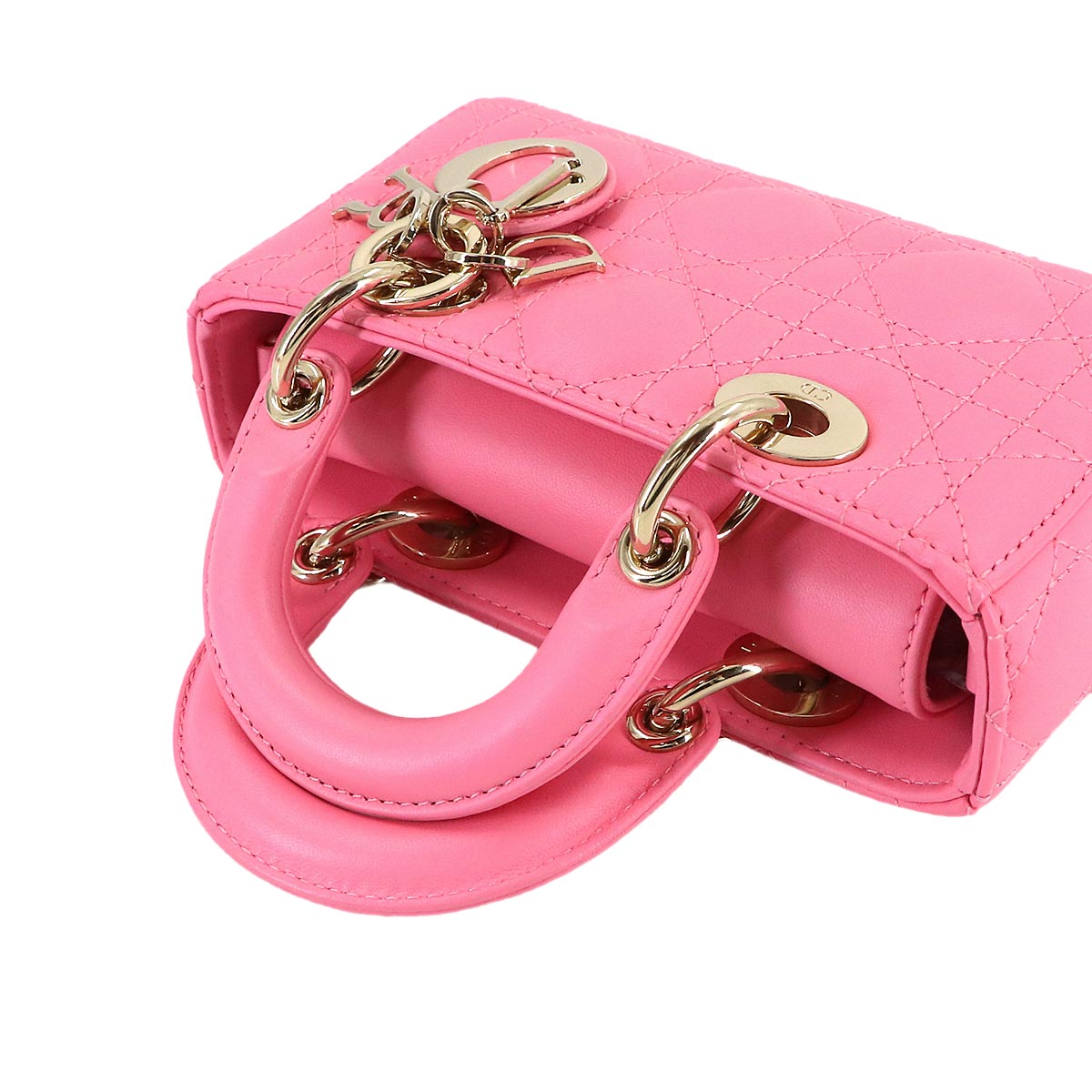 Lady D-Joy Micro Hand Shoulder Bag Leather Pink