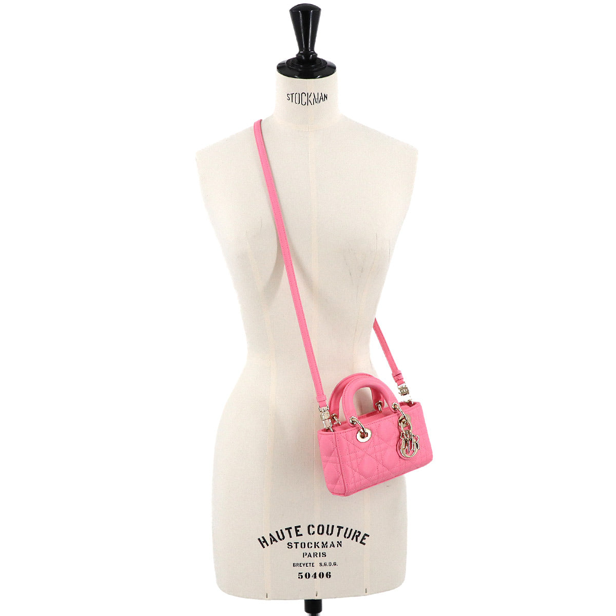 Lady D-Joy Micro Hand Shoulder Bag Leather Pink