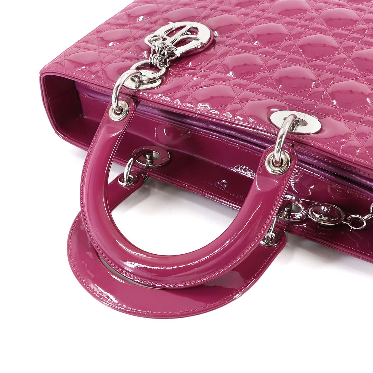 Lady Dior Large 2way Hand Shoulder Bag Enamel Pink