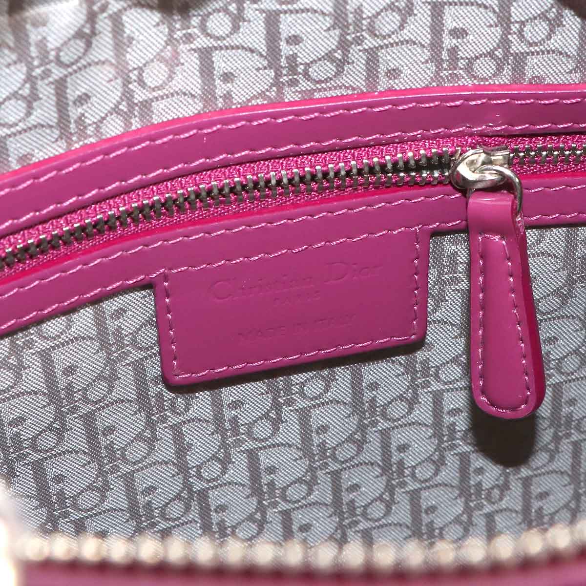Lady Dior Large 2way Hand Shoulder Bag Enamel Pink