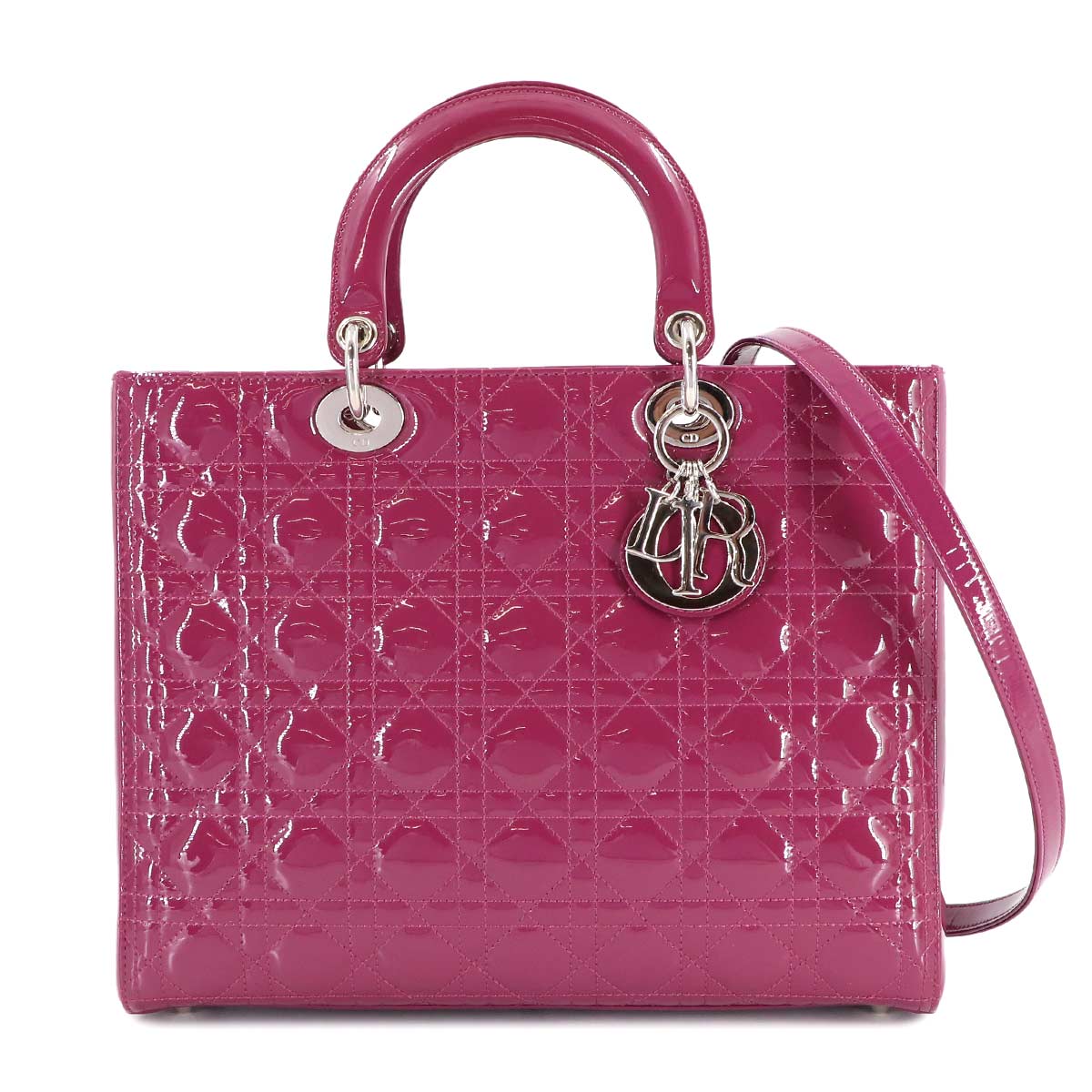 Lady Dior Large 2way Hand Shoulder Bag Enamel Pink
