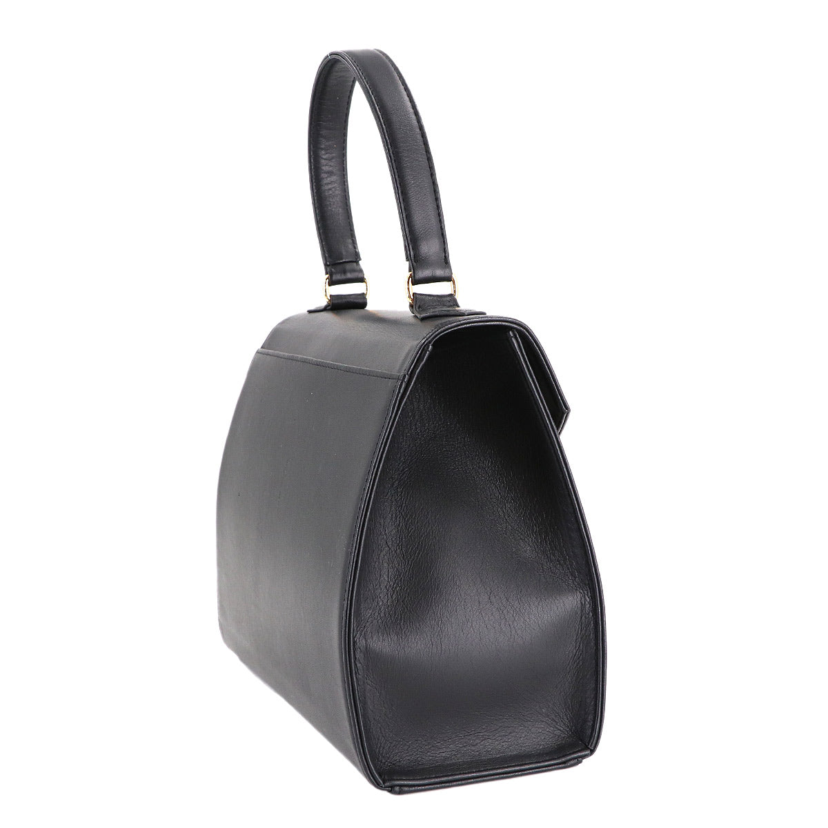 Hand Bag Leather Black White Dot Vintage