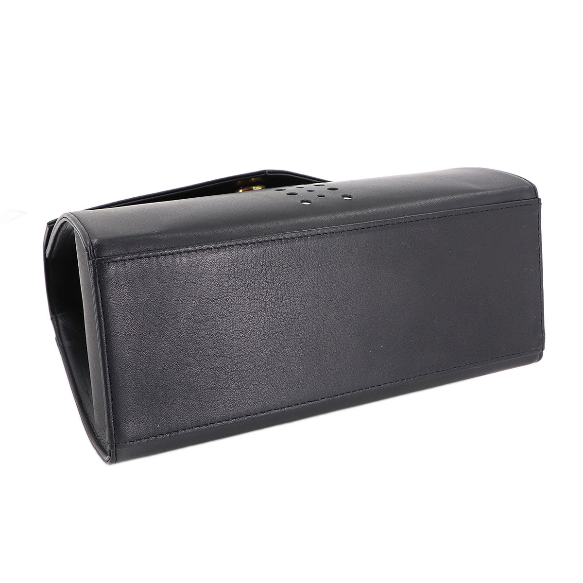 Hand Bag Leather Black White Dot Vintage