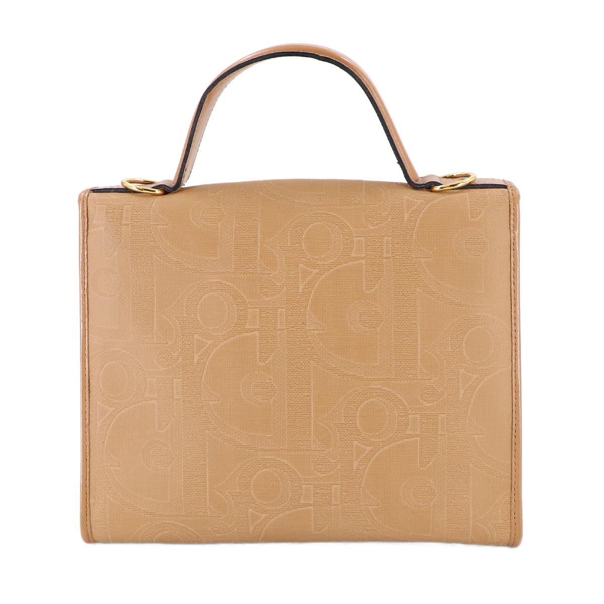 Trotter Hand Shoulder Bag PVC Leather Beige Purse