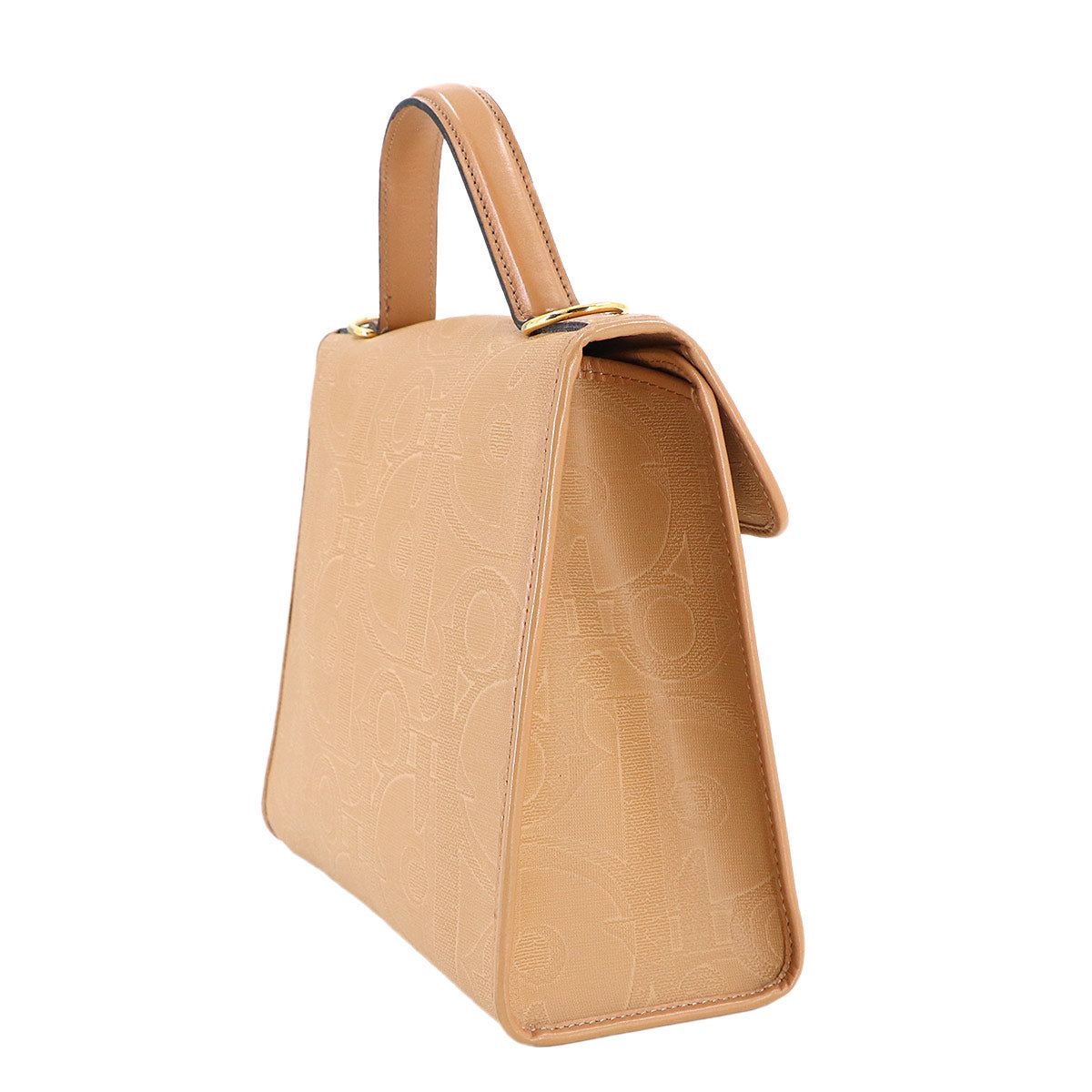 Trotter Hand Shoulder Bag PVC Leather Beige Purse