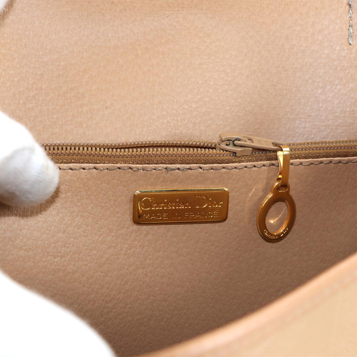 Trotter Hand Shoulder Bag PVC Leather Beige Purse