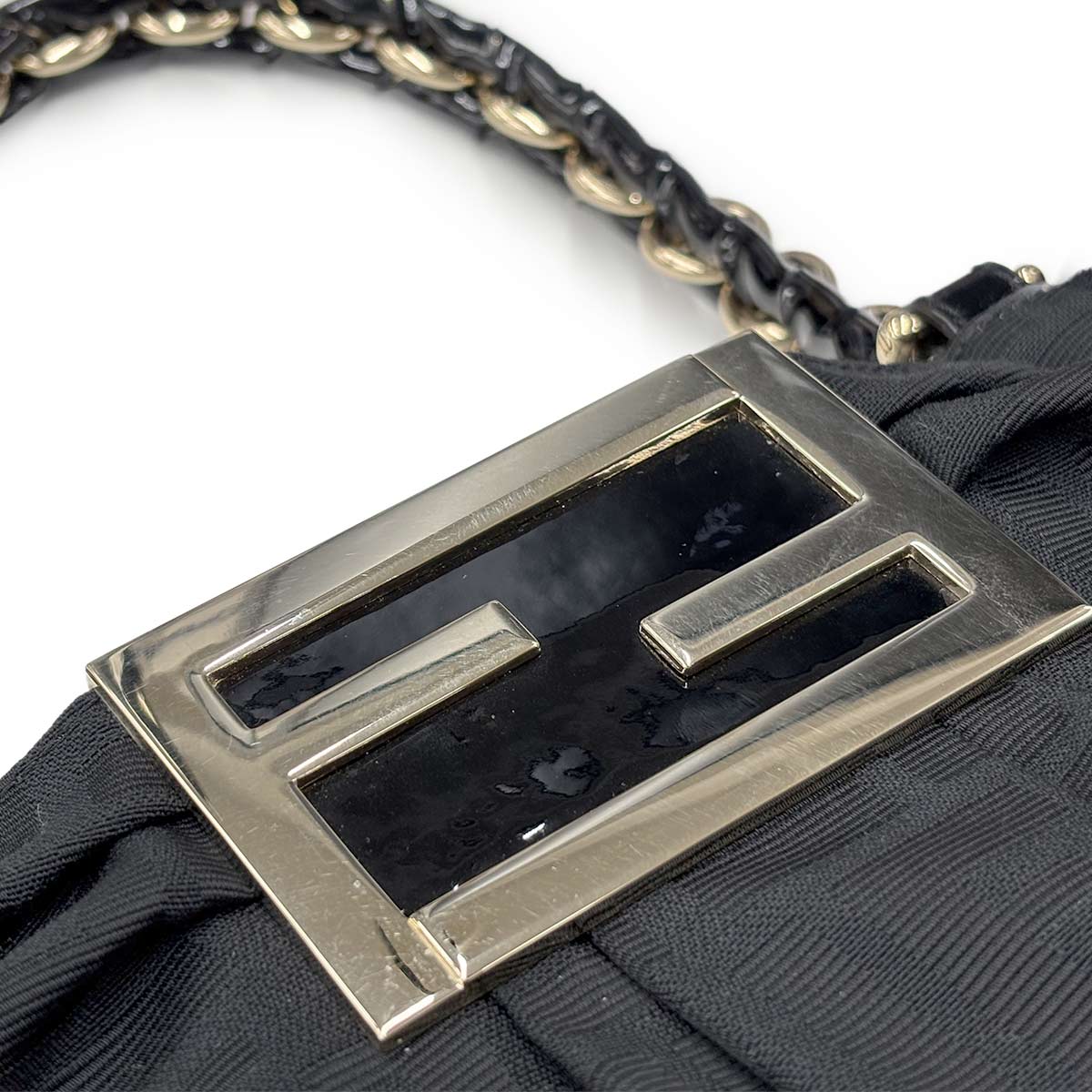Zucca Chain Tote Bag Canvas Enamel Black 8BR616 Purse