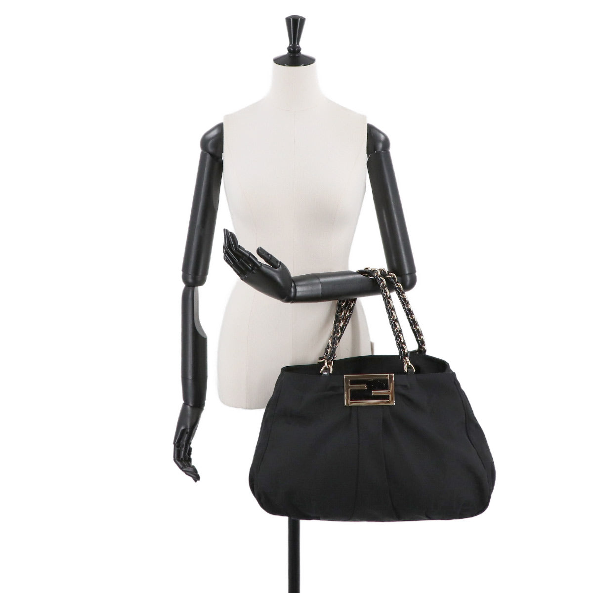 Zucca Chain Tote Bag Canvas Enamel Black 8BR616 Purse