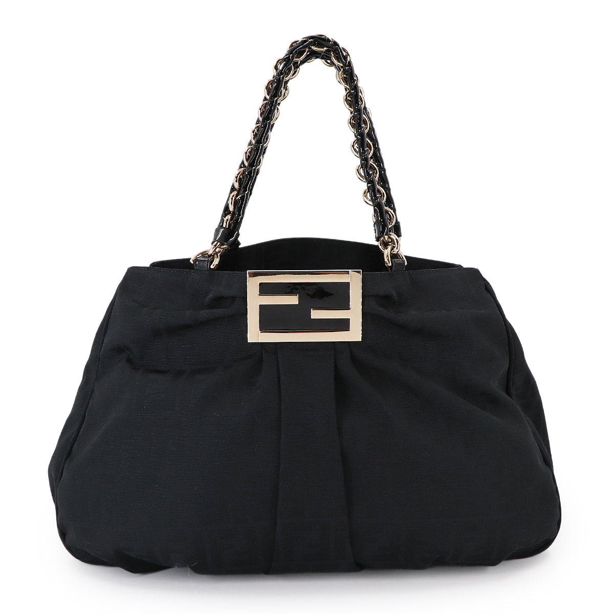 Zucca Chain Tote Bag Canvas Enamel Black 8BR616 Purse