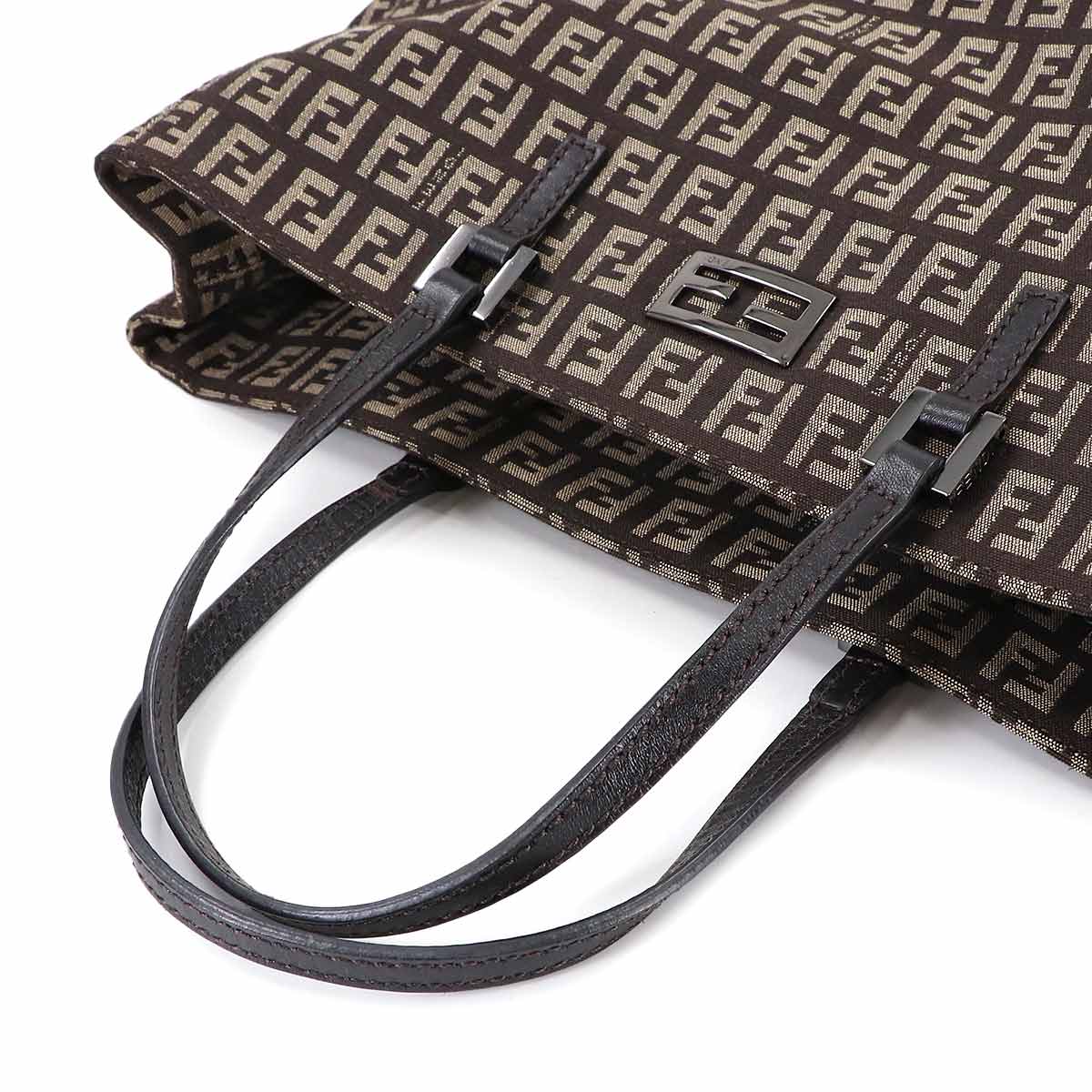 Zucchino Tote Bag Canvas Leather Brown 8BH238 Purse