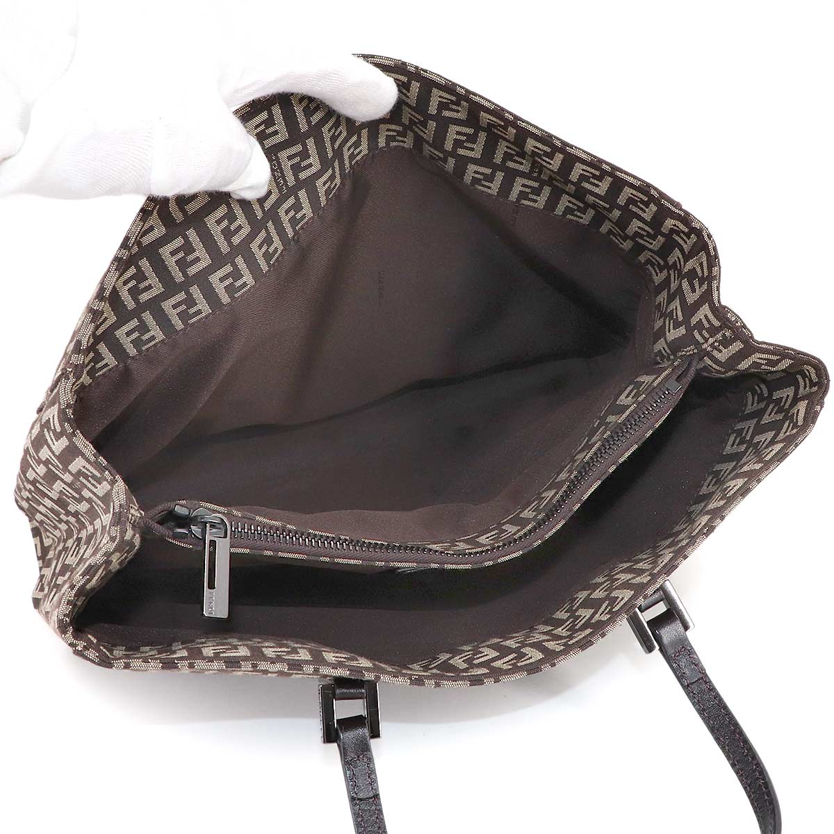 Zucchino Tote Bag Canvas Leather Brown 8BH238 Purse