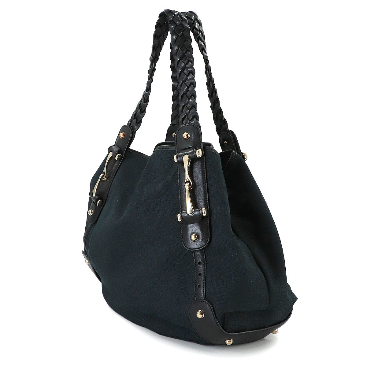 Horsebit Tote Bag GG Canvas Leather Black 137621 Purse