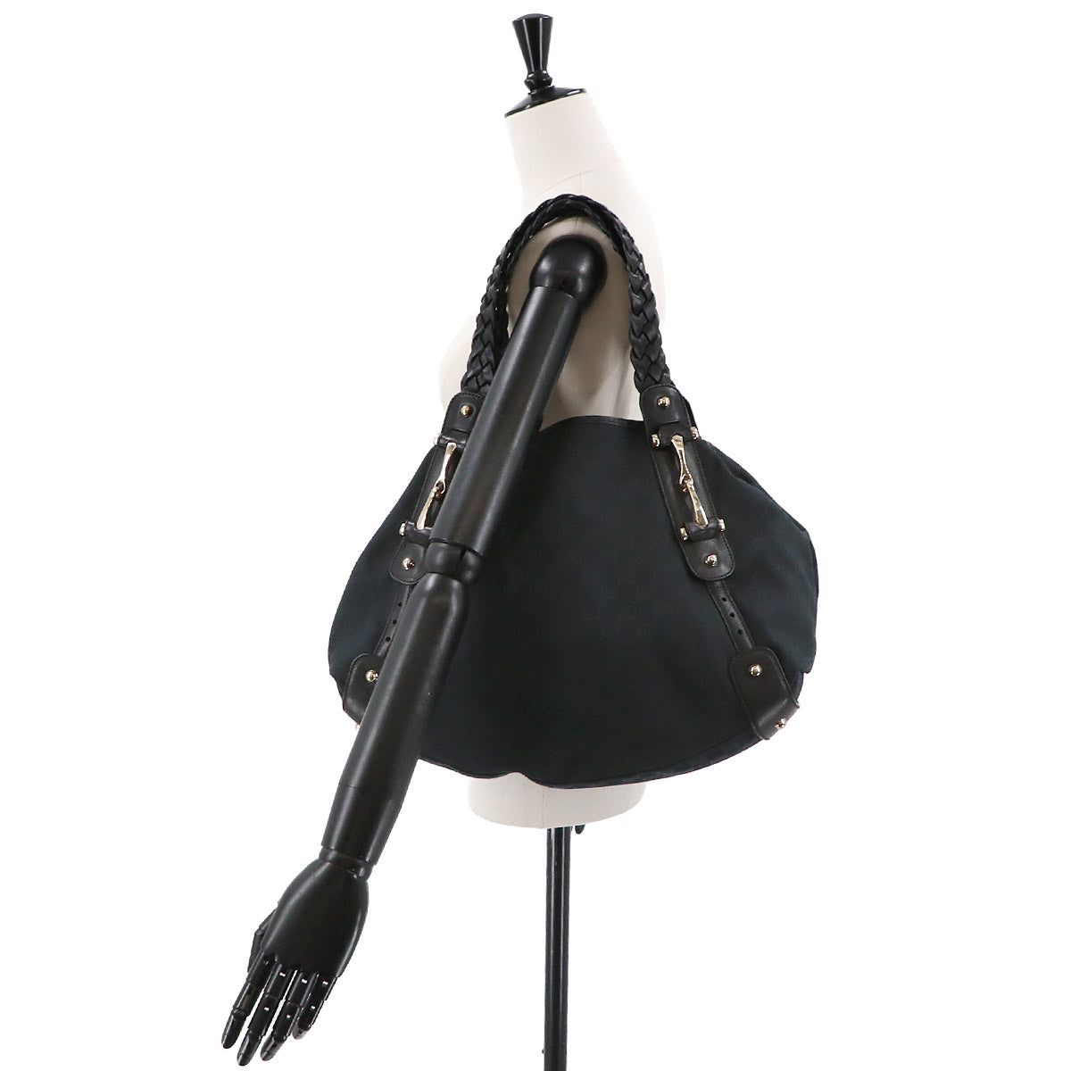 Horsebit Tote Bag GG Canvas Leather Black 137621 Purse