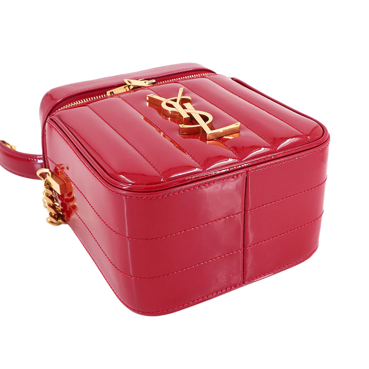 Vicky Vanity Chain Shoulder Bag Enamel Red 585146