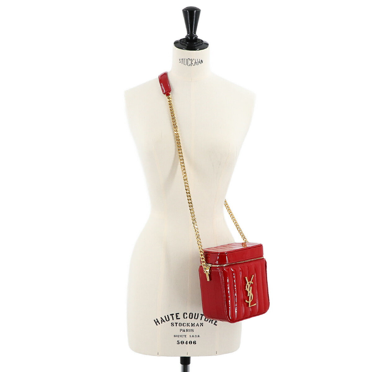 Vicky Vanity Chain Shoulder Bag Enamel Red 585146