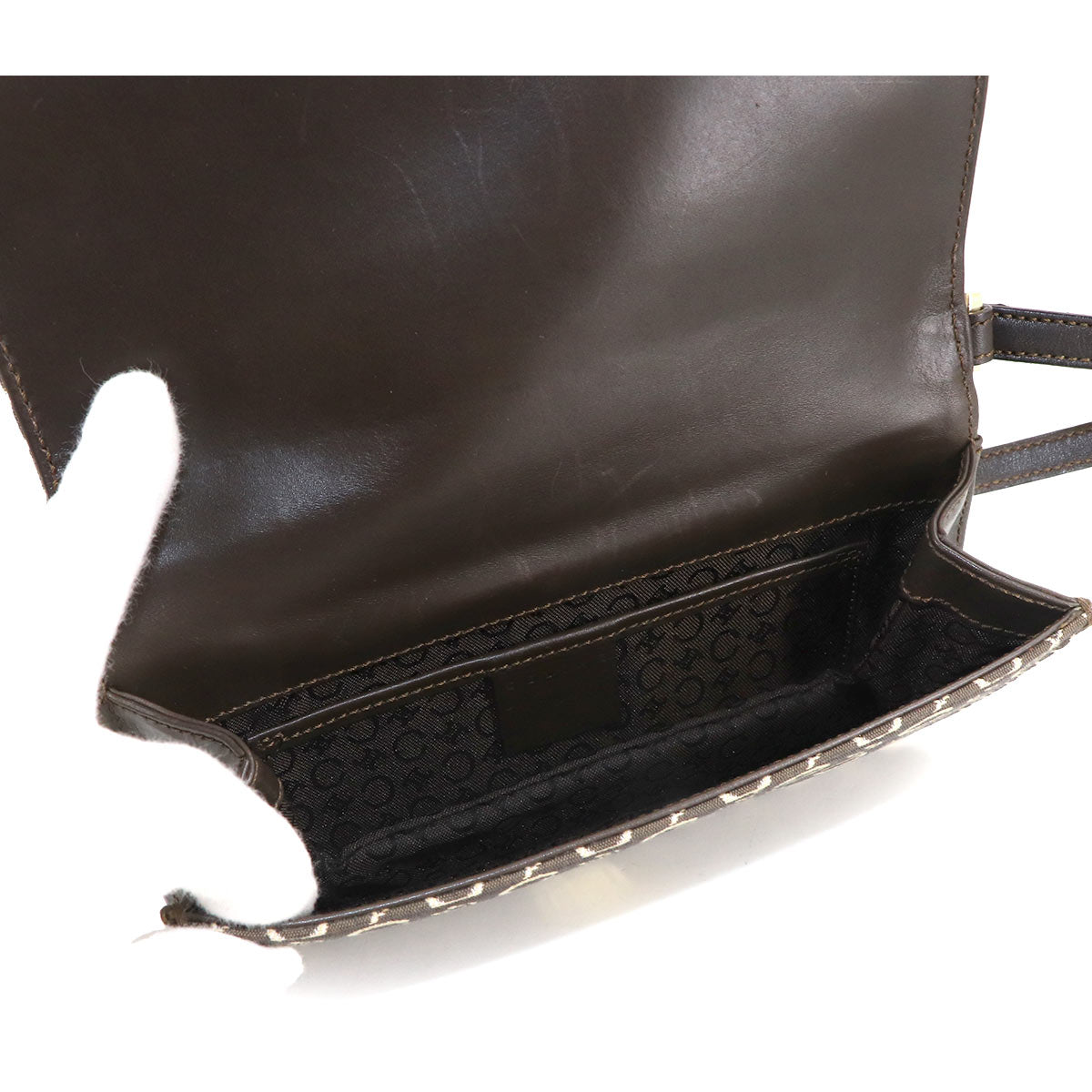 Macadam C Logos Hand Bag Canvas Leather Brown Purse