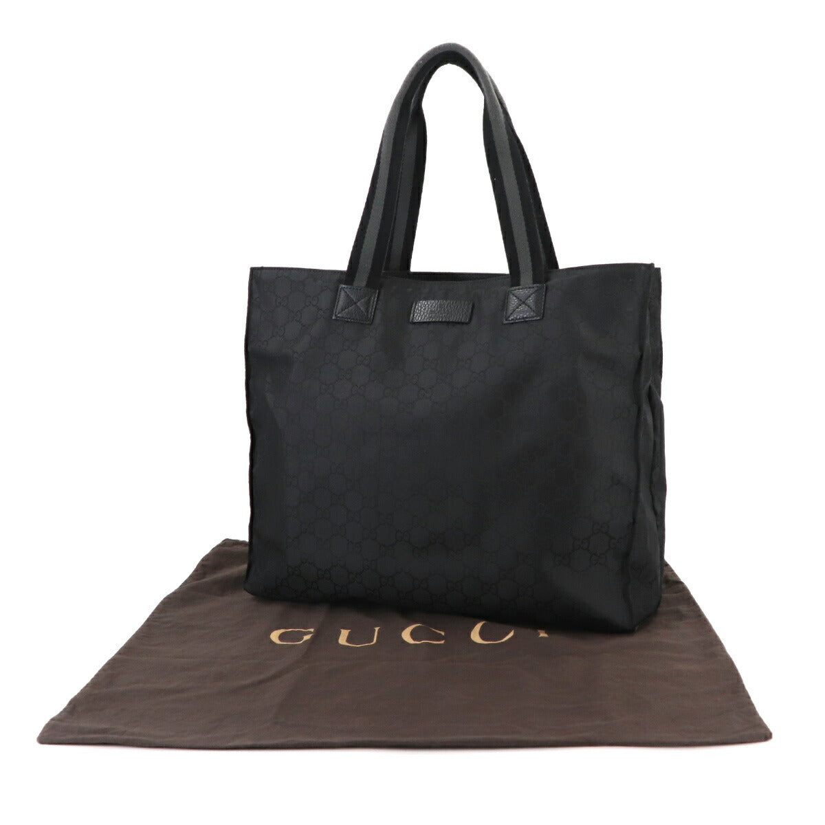 GG Nylon Tote Bag Leather Black 449178 Purse