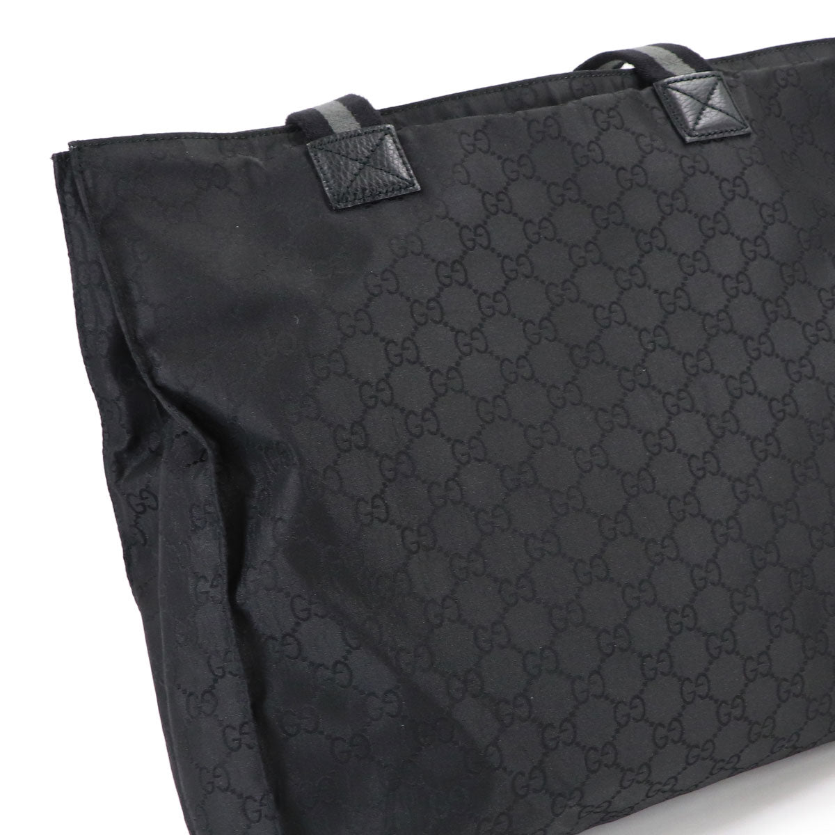 GG Nylon Tote Bag Leather Black 449178 Purse