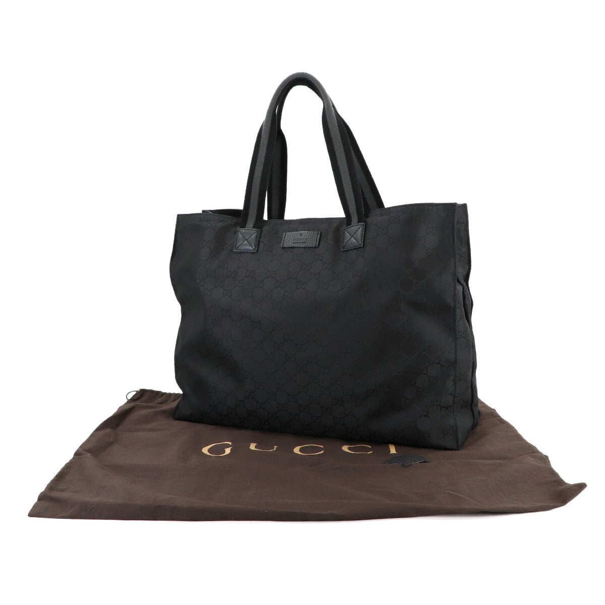 Tote Bag GG Nylon Leather Black 449176 Purse