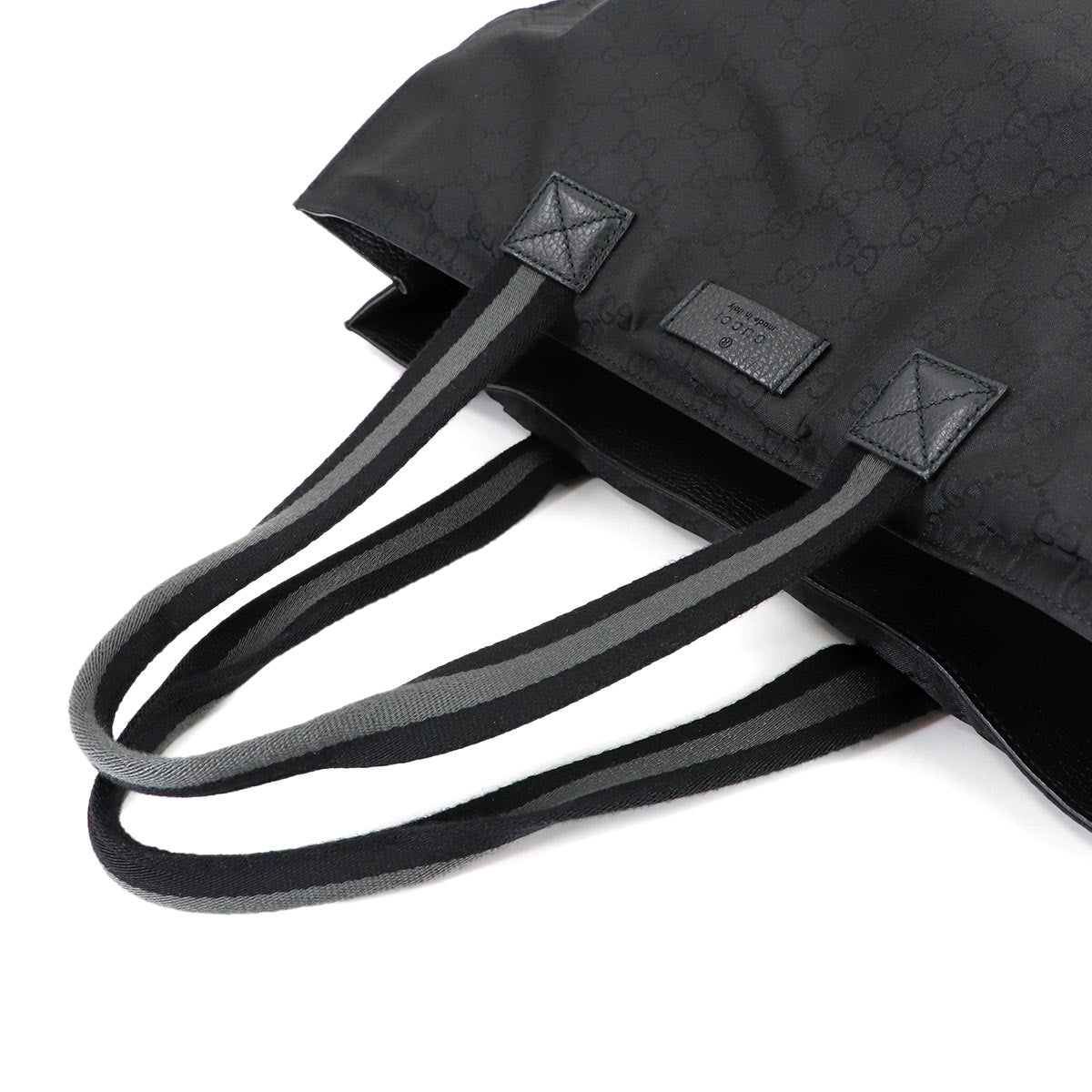 Tote Bag GG Nylon Leather Black 449176 Purse