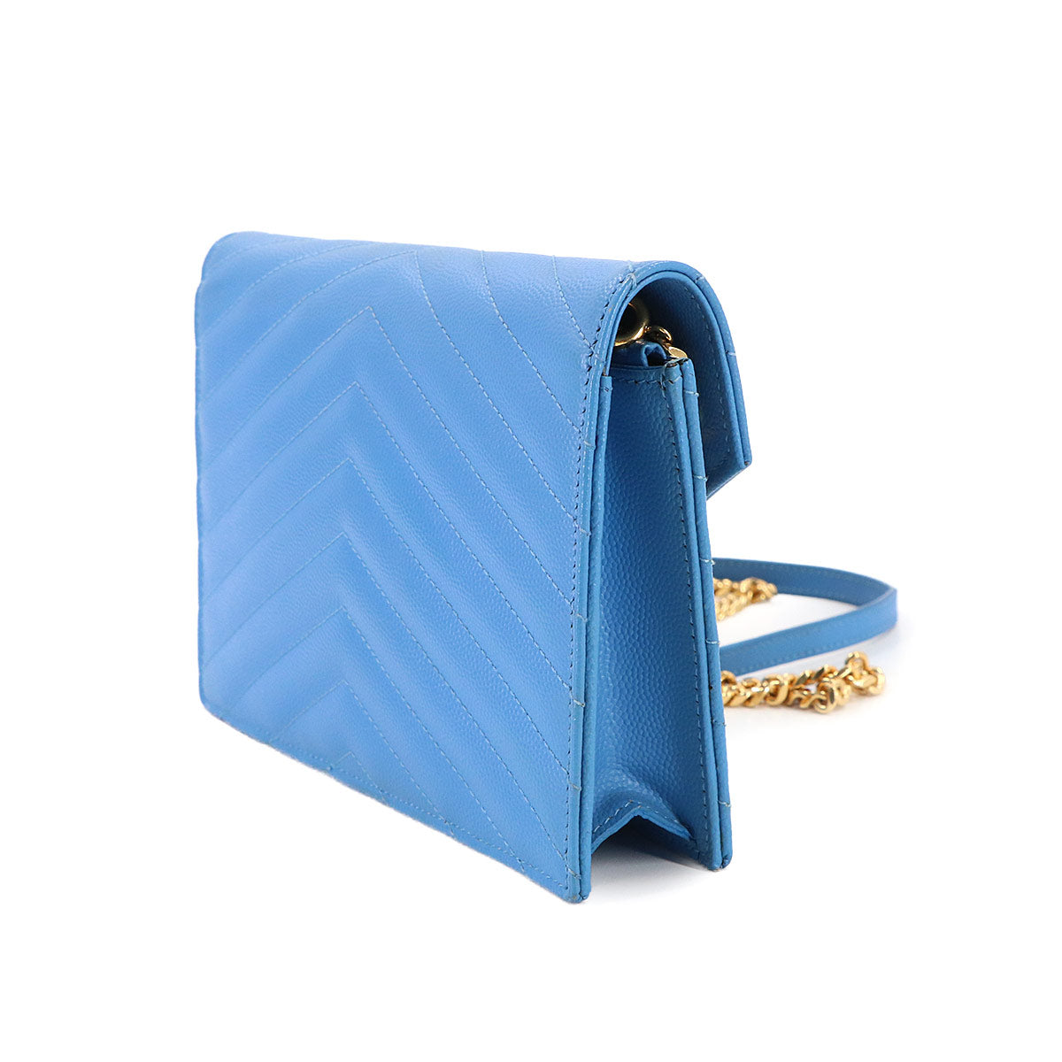 Cassandre Envelope Chain Wallet Leather Blue 393953