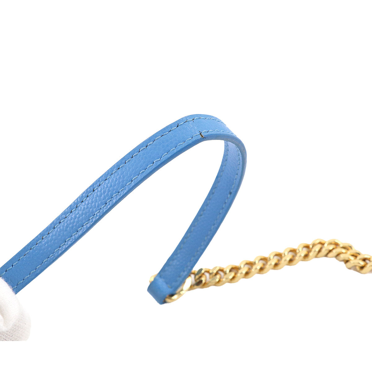 Cassandre Envelope Chain Wallet Leather Blue 393953