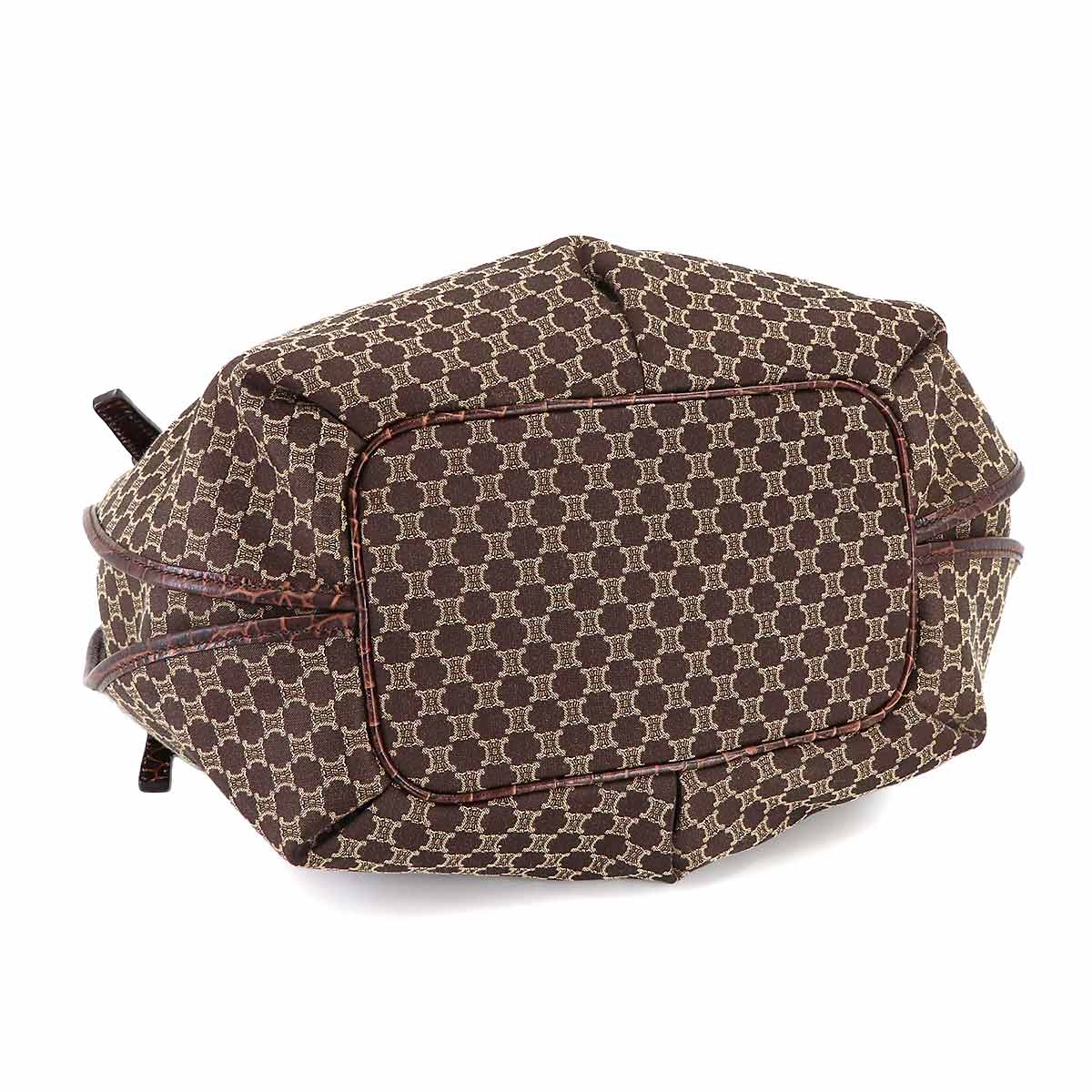 Macadam Hand Bag Canvas Leather Dark Brown Vintage Purse