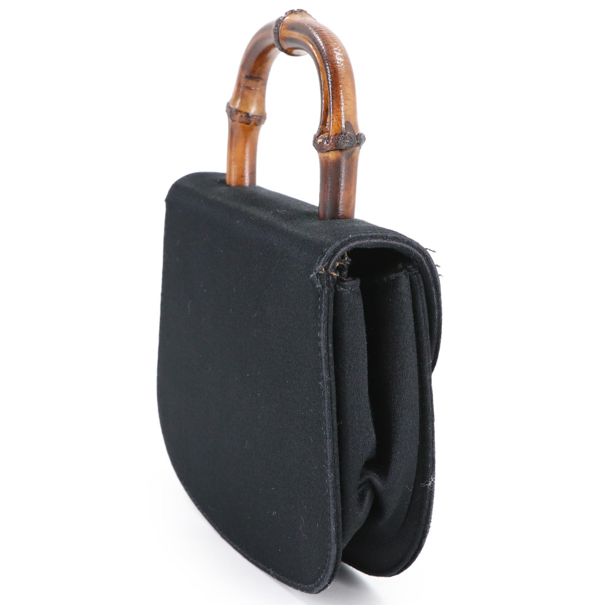 Bamboo 2way Hand Shoulder Bag Satin Black Purse