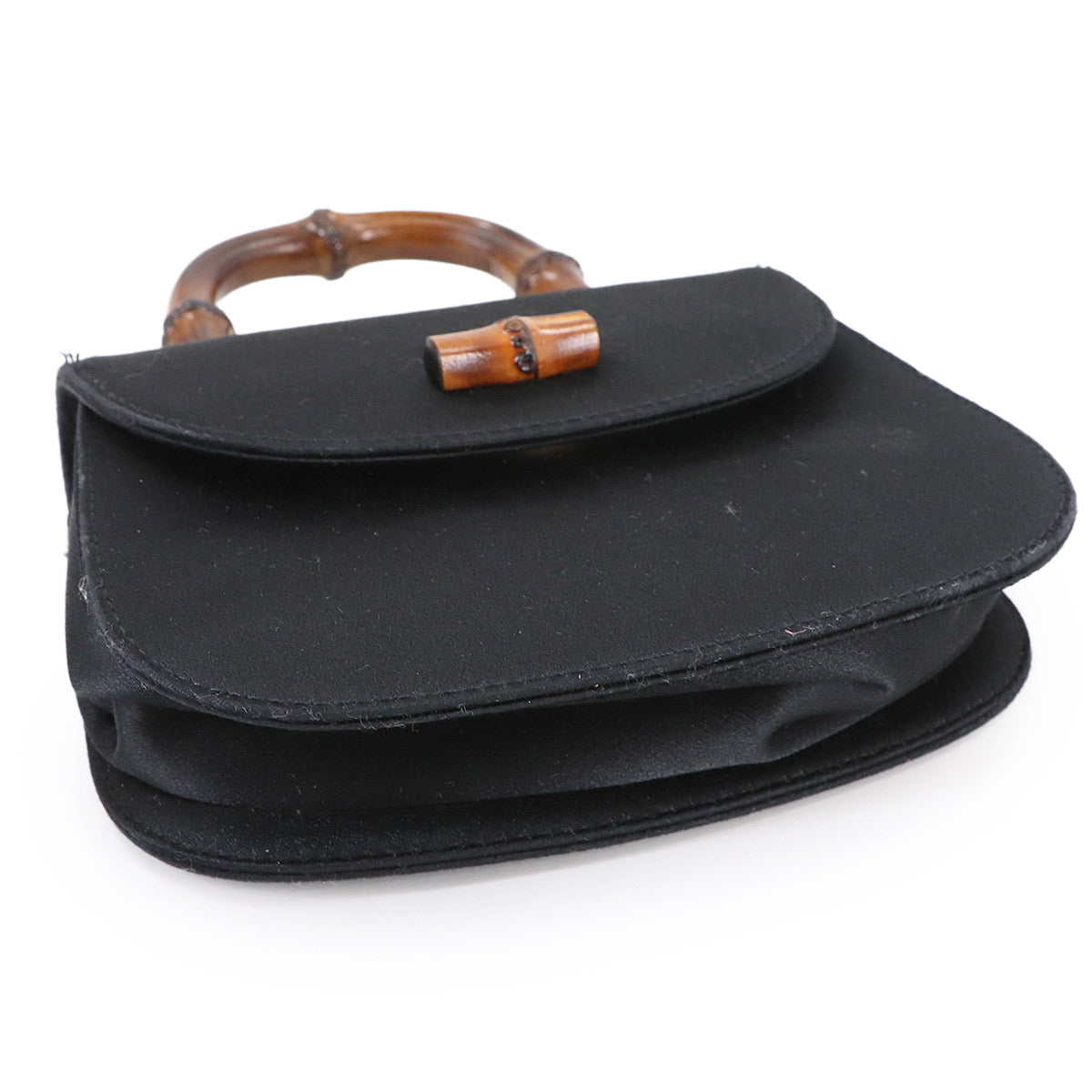 Bamboo 2way Hand Shoulder Bag Satin Black Purse