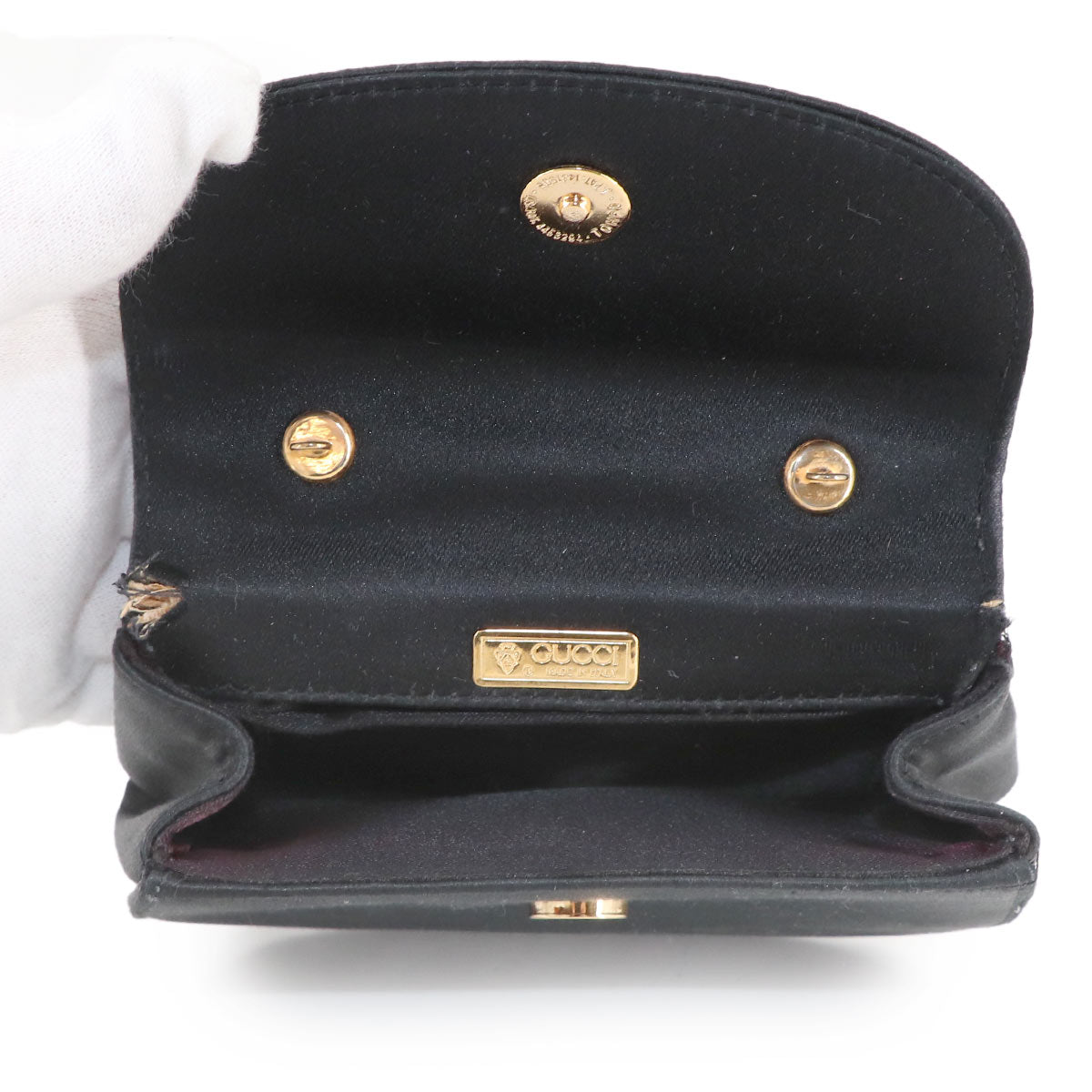 Bamboo 2way Hand Shoulder Bag Satin Black Purse