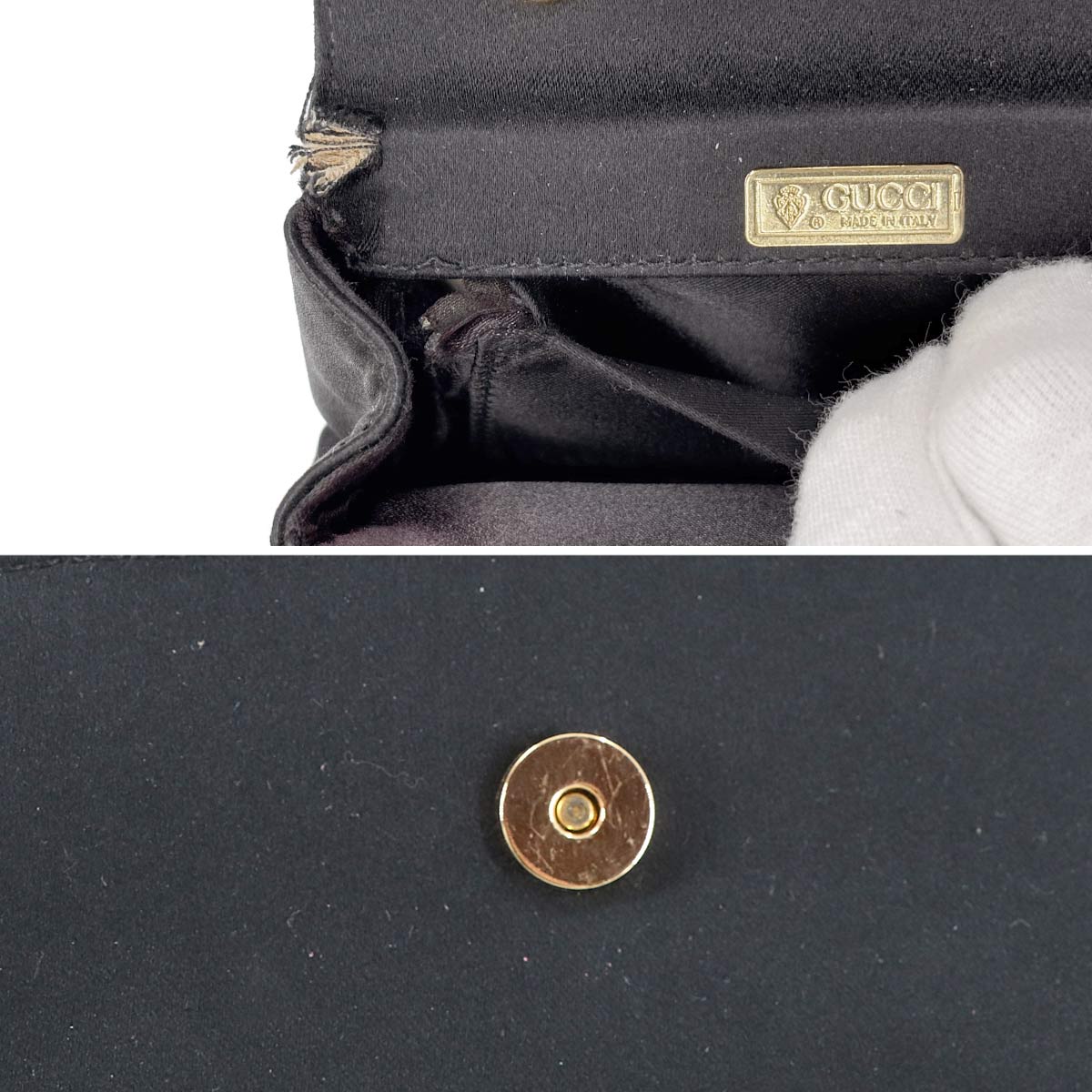 Bamboo 2way Hand Shoulder Bag Satin Black Purse