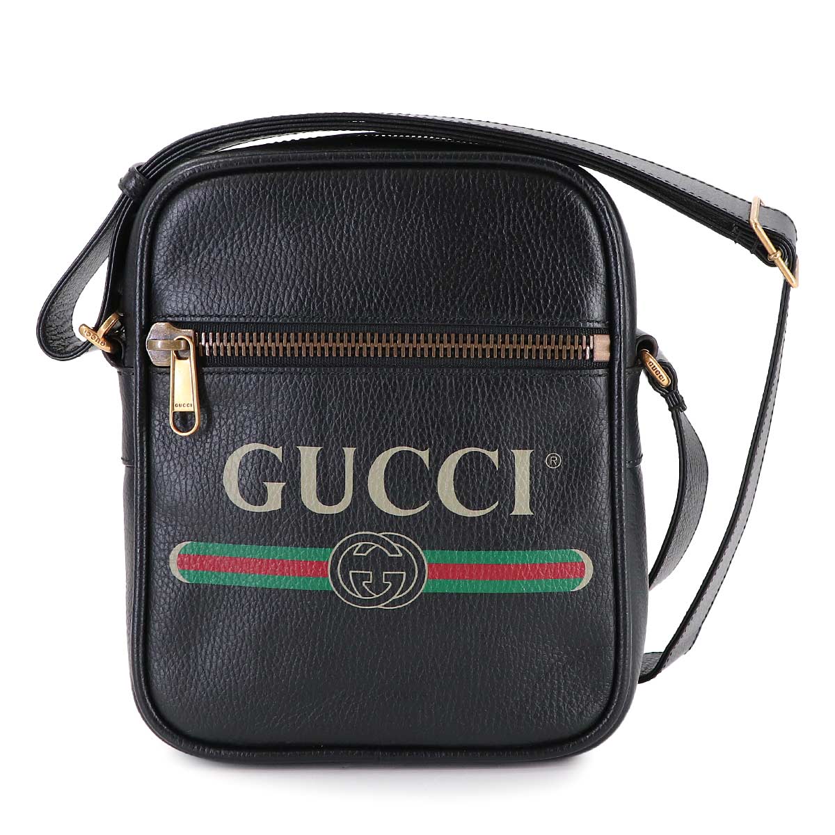 Print Shoulder Bag Leather Black 523591 Logos Purse