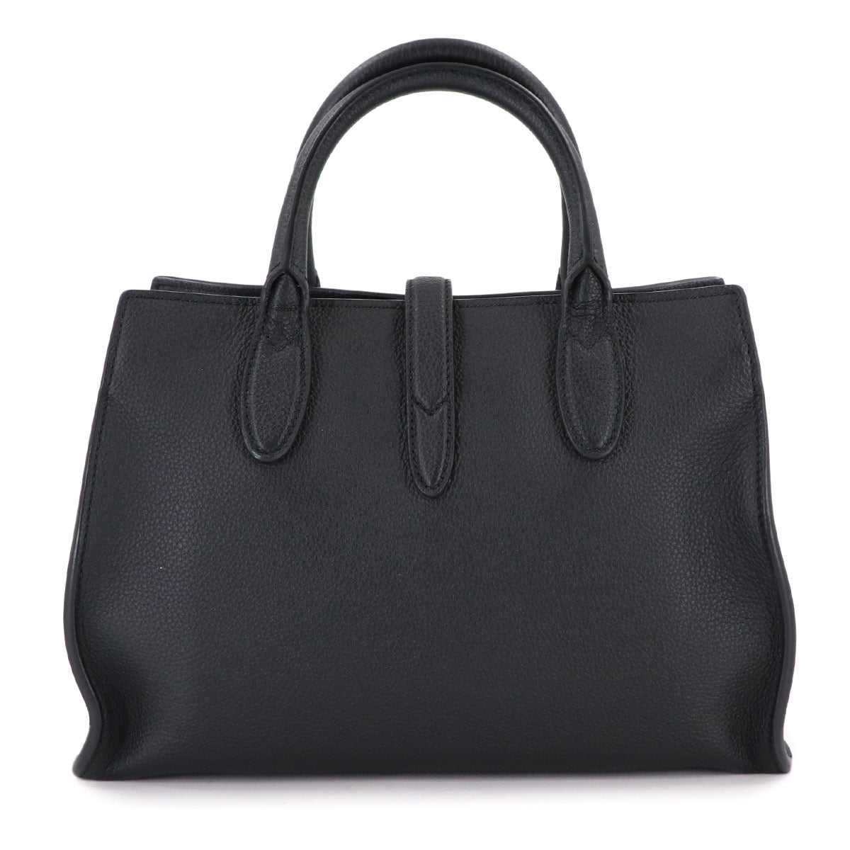 Medium Tote Shoulder Bag with Hook Closure Leather Black 806205