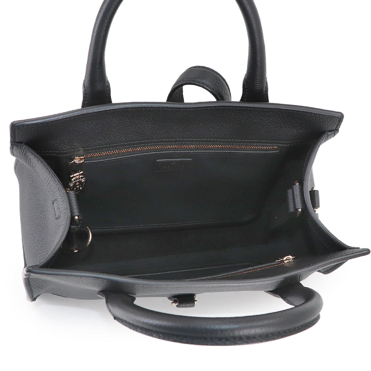 Medium Tote Shoulder Bag with Hook Closure Leather Black 806205