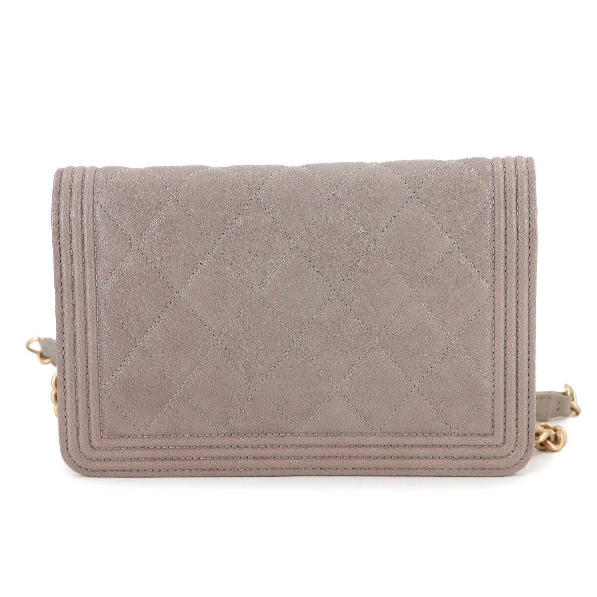 Boychanel Chain Wallet Leather Gray AP1117 Purse 90314180