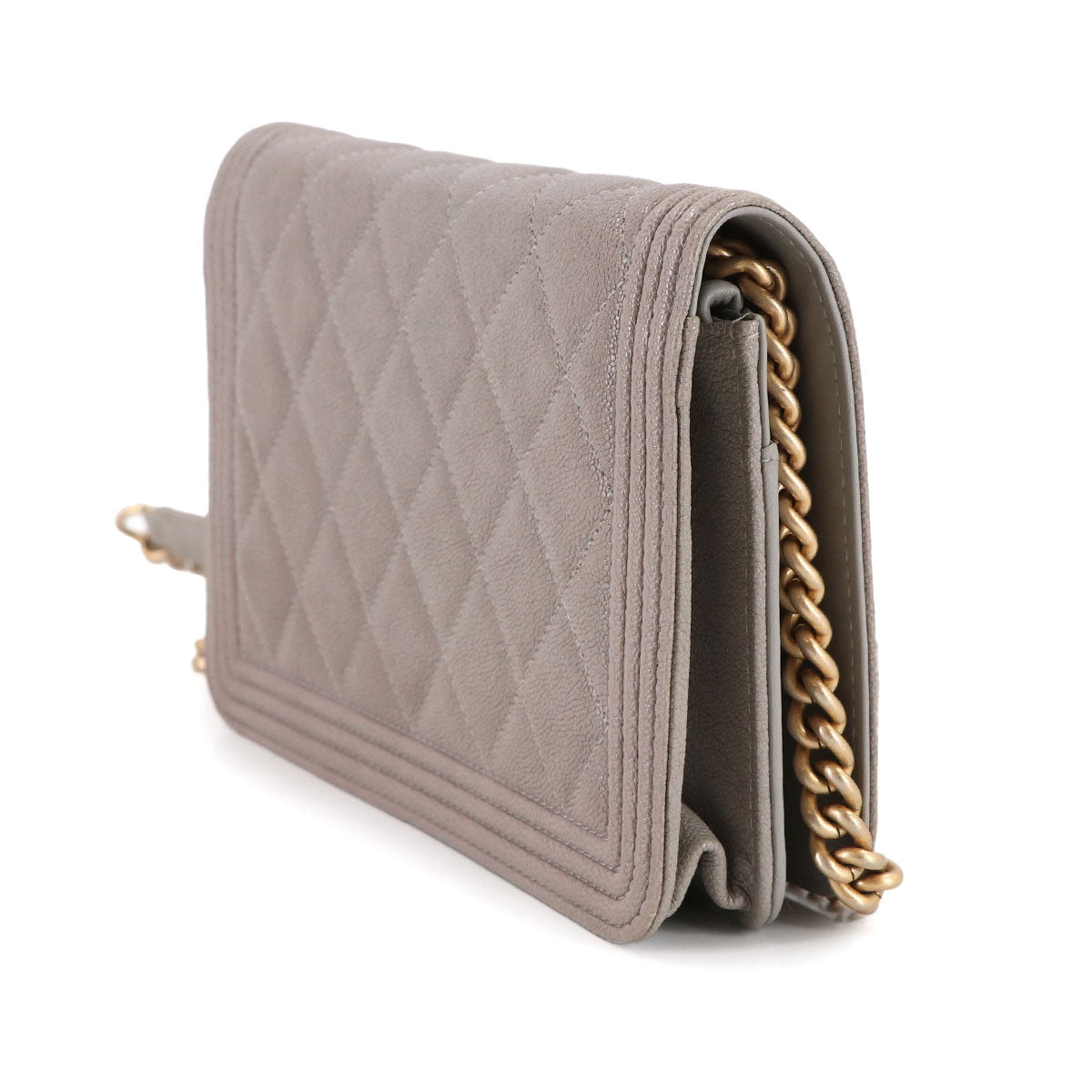 Boychanel Chain Wallet Leather Gray AP1117 Purse 90314180