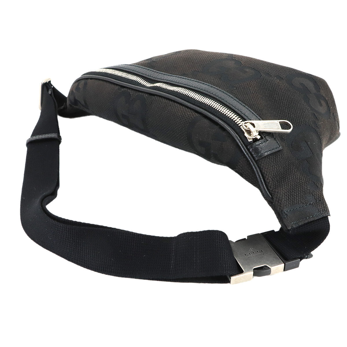 Jumbo GG Belt Bag Crossbody Bag Canvas Leather Black 696031 Purse