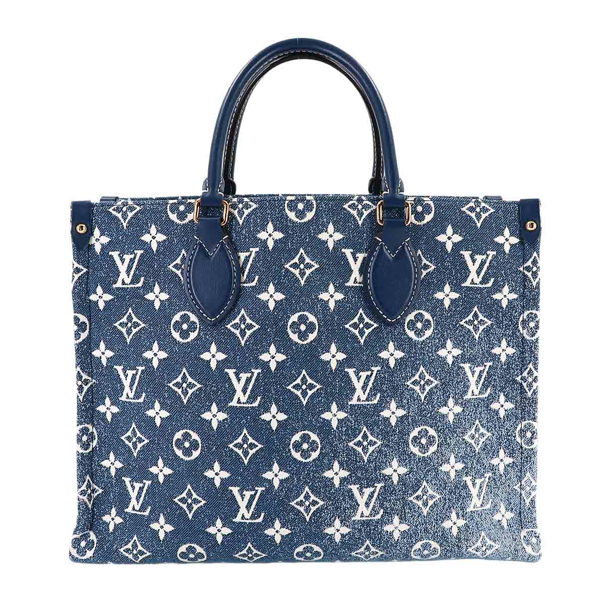 Monogram Jacquard Denim Onthego MM Tote Shoulder Bag